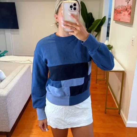 JoyLab Blue Patchwork Crewneck Sweatshirt – XS - Picture 2 of 3